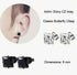 2 Pairs of 316L Surgical-Steel Black & Silver Square CZ Men Women Stud Earrings